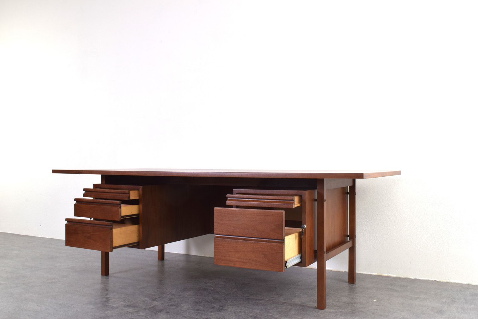Mid Century Large American Walnut Executive Desk photo vintage