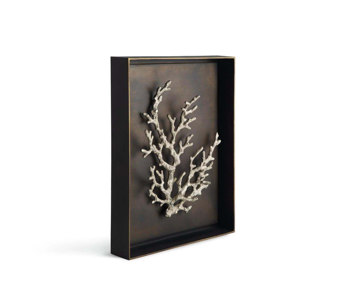 Pair Of Silver Ocean Coral Shadow Boxes In Nickel And Aluminum photo for sale