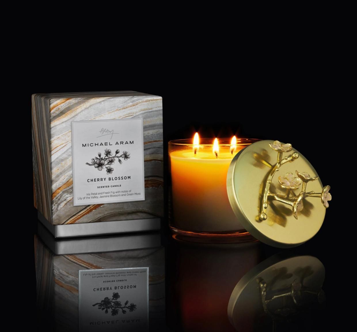 Set Of 10 Cherry Blossom Candles Handcrafted Metal And Enamel Scented Candles photo buy