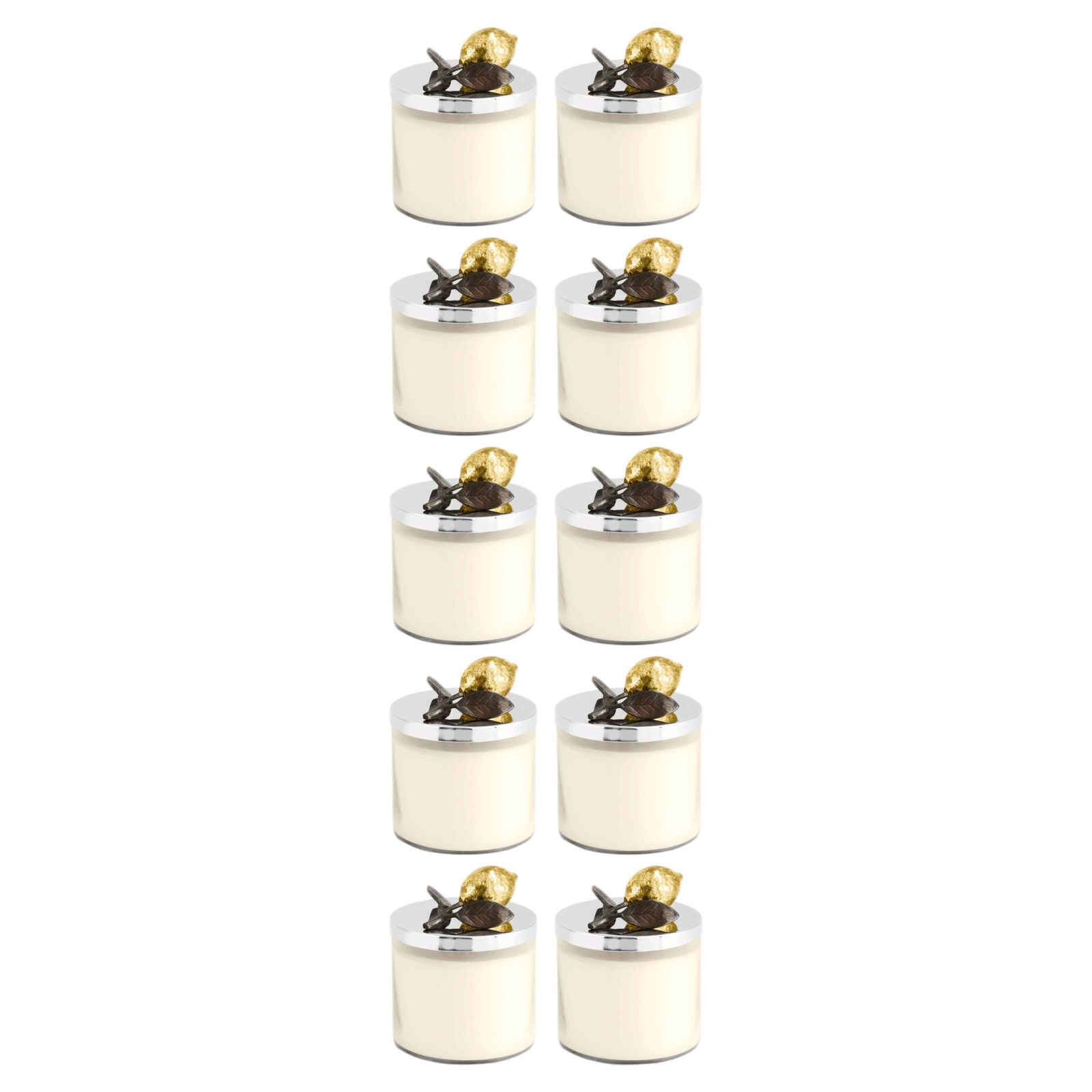 Set Of 10 Lemonwood Candles Handcrafted Metal And Oxidized Finish Scented