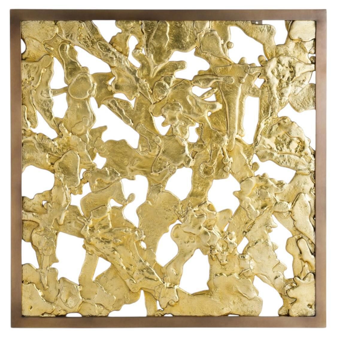 Modern Goldtone Metal Wall Sculpture