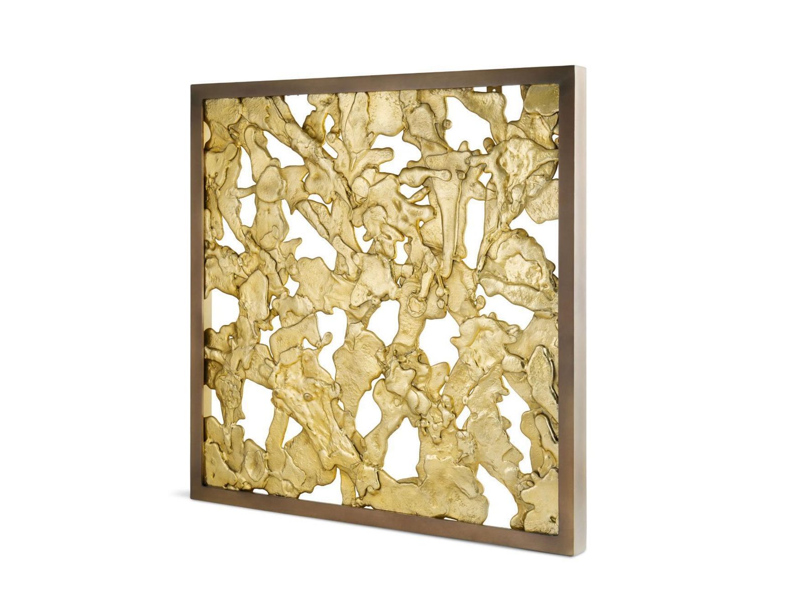 Modern Goldtone Metal Wall Sculpture photo for sale