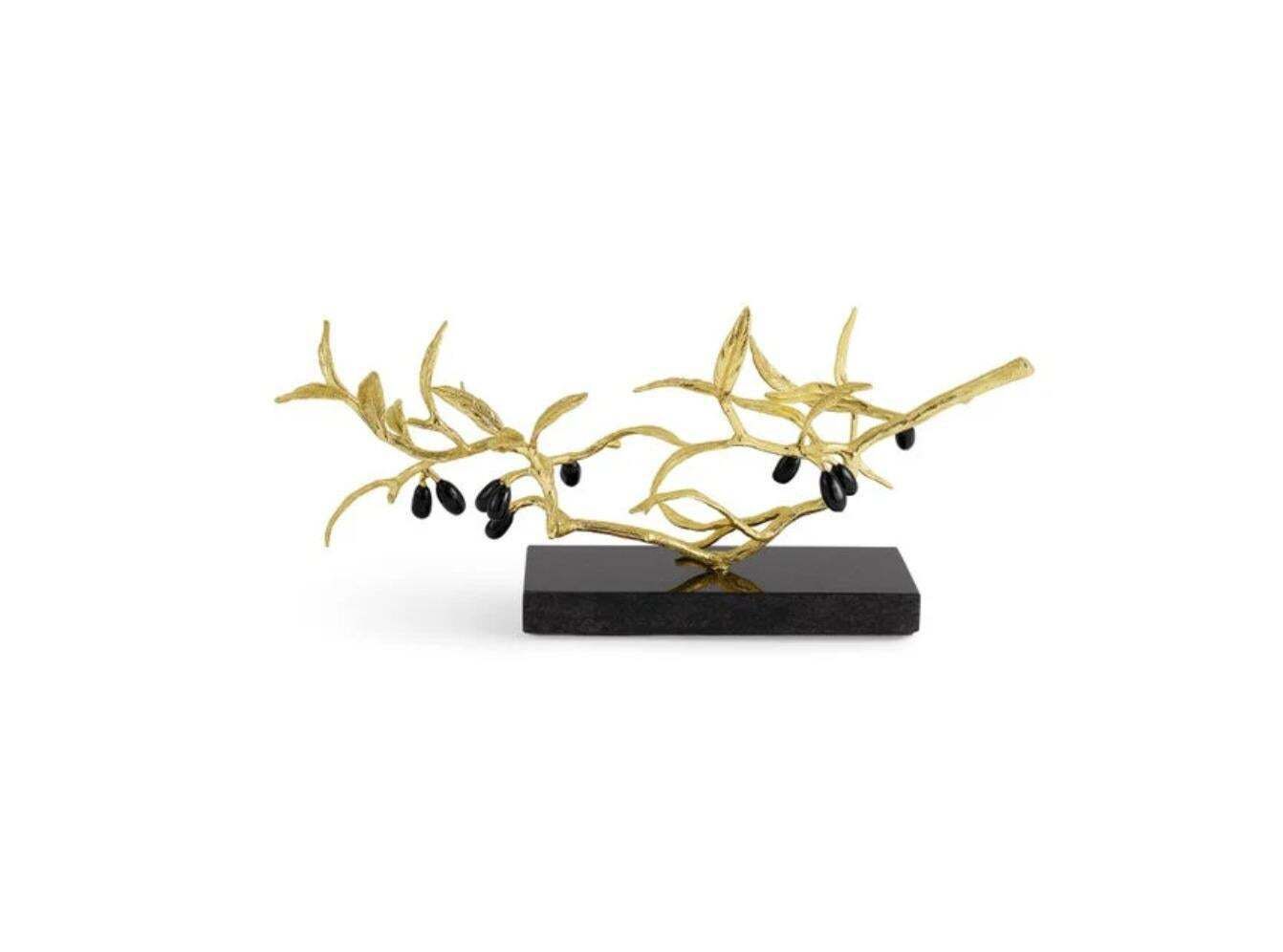 Trio Of Olive Branch Decorative Objects In Brass And Granite photo furniture