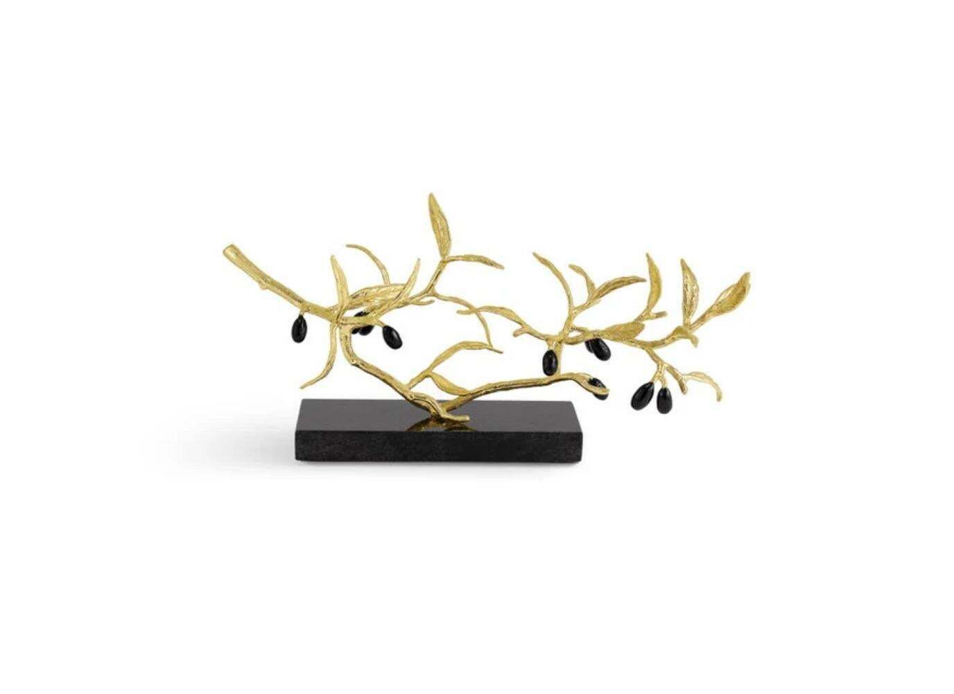 Trio Of Olive Branch Decorative Objects In Brass And Granite photo Home Decor