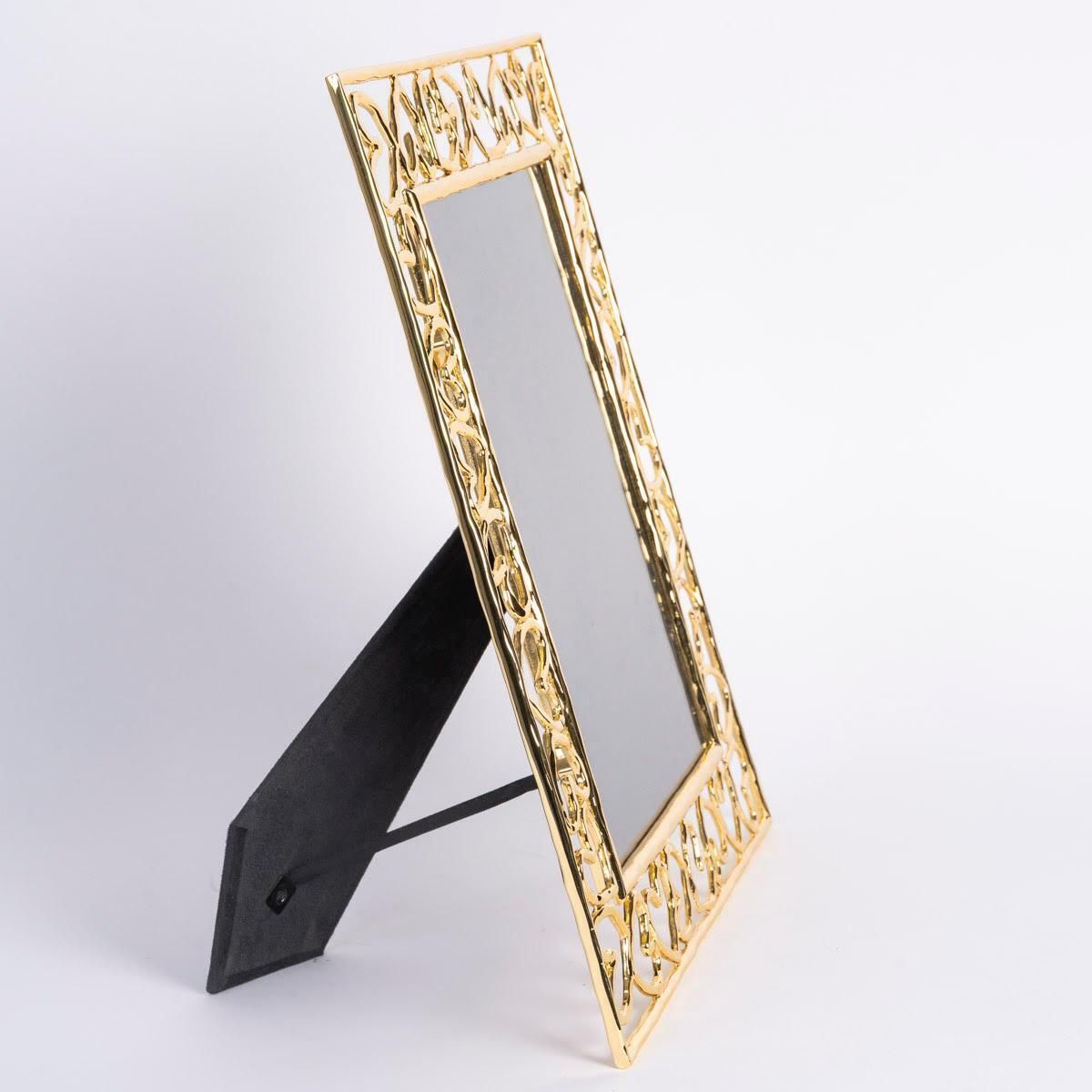 Large Contemporary Photo Frame In Gold Plated Metal, Heart Design, 21st Century. photo furniture
