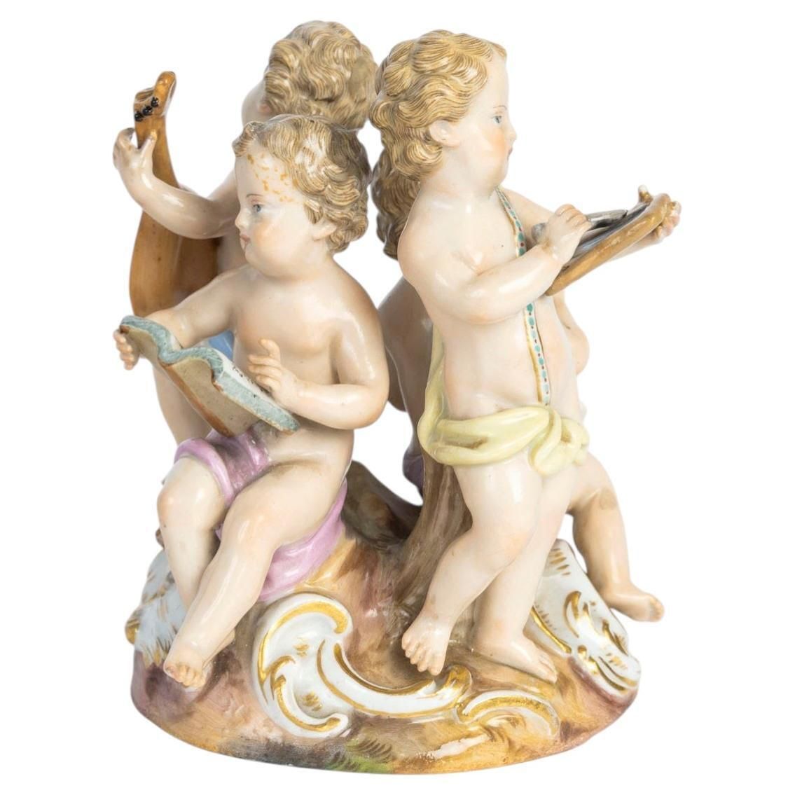 Small Meissen Porcelain Group, Allegory Of The Arts, 19th Century, Napoleon III.