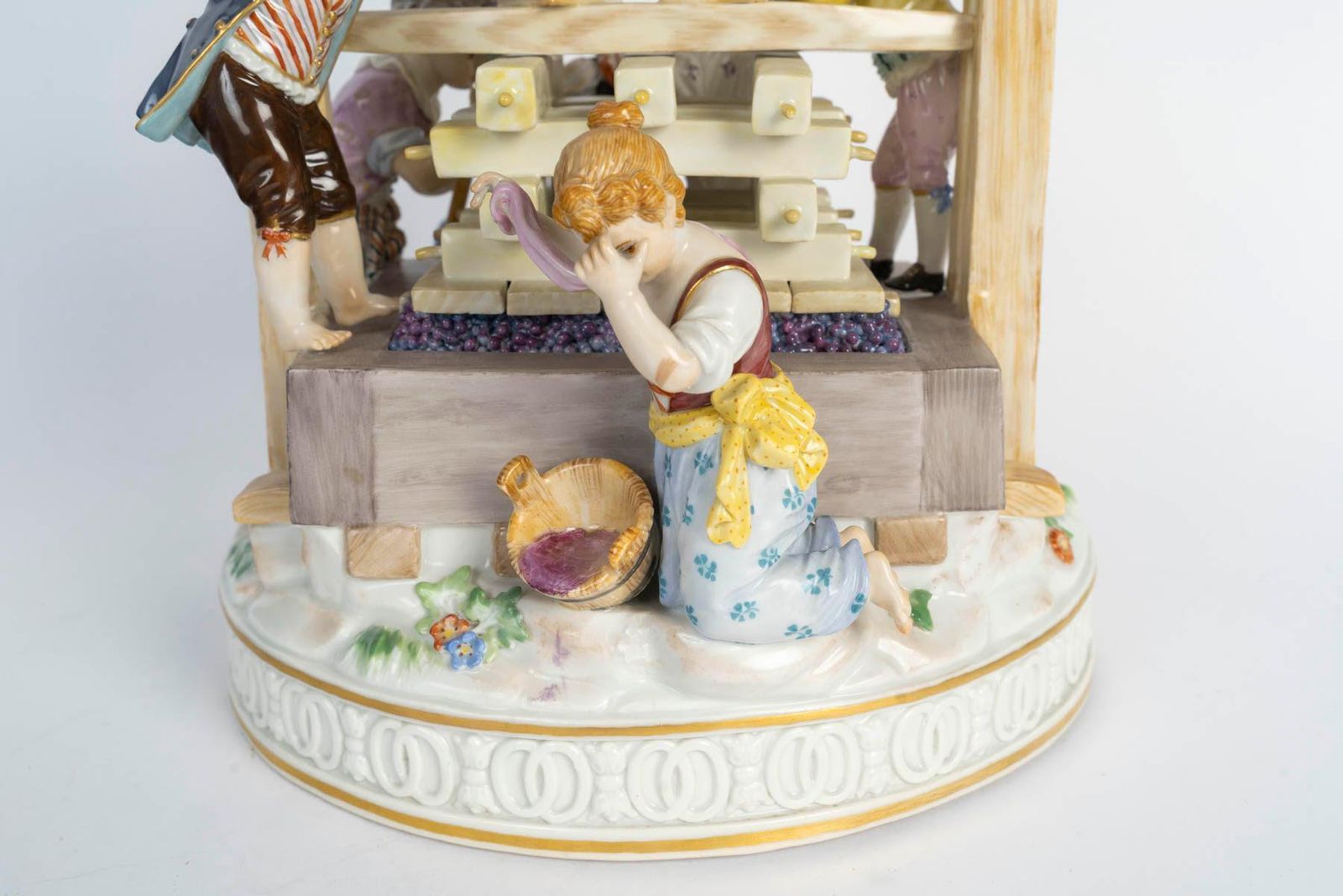 Large Meissen Porcelain Figurine Set, “The Wine Press” Early 20th Century. photo vinterior
