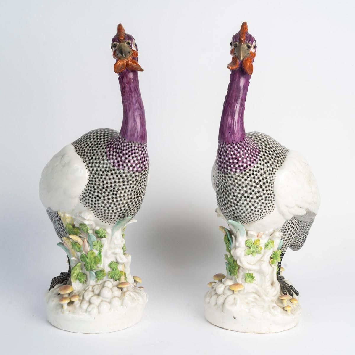 Pair Of Guinea Fowl Figurines In Paris Porcelain, Samson, 19th Century, Napoleon photo 9170.0