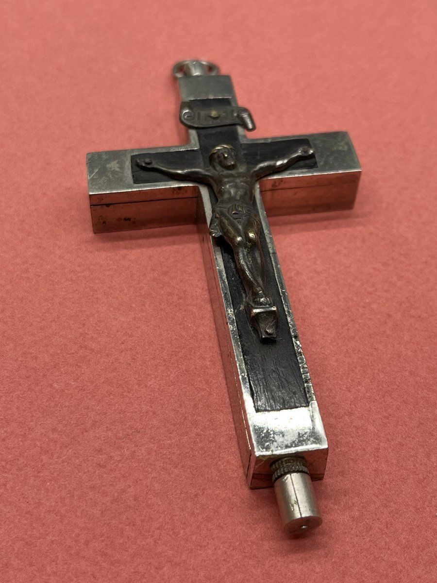 Renaissance Revival Reliquary Cross, Ebony With Intricate Paperole Monastic Filigree Work And Agnus Dei, Ca. 1870 photo Home Decor