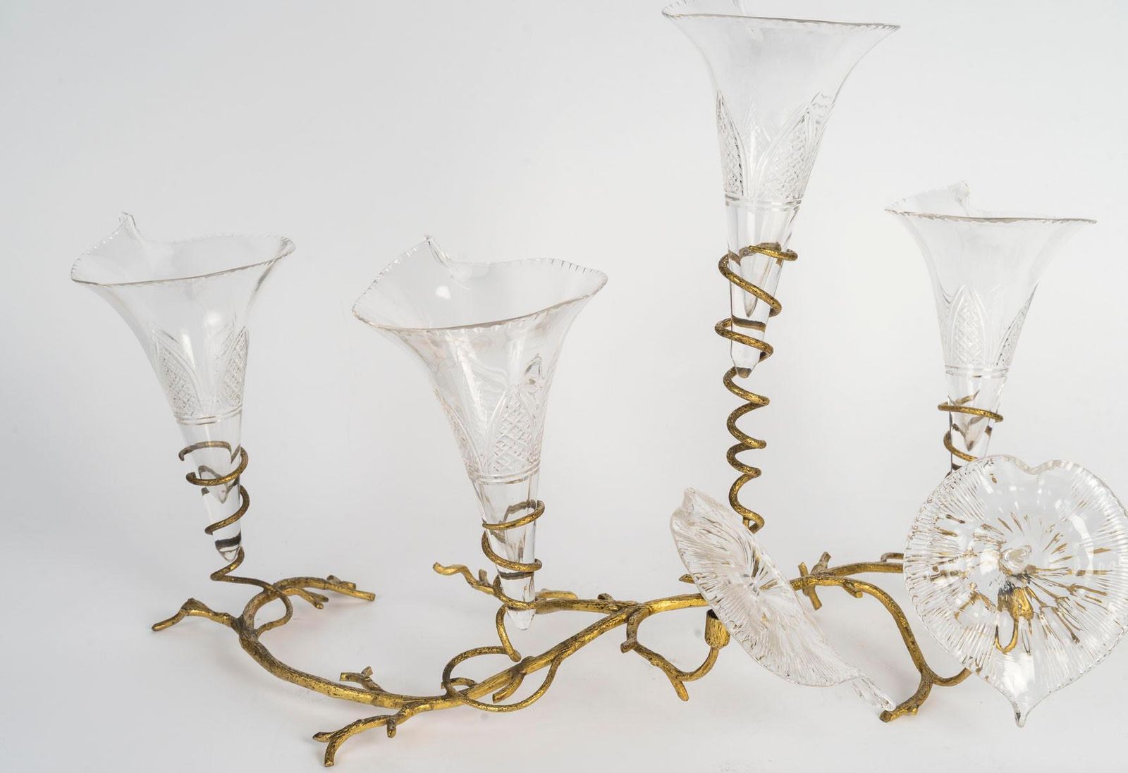 Brass And Crystal Centerpiece, 19th Century, Napoleon III Period. photo 2076.0