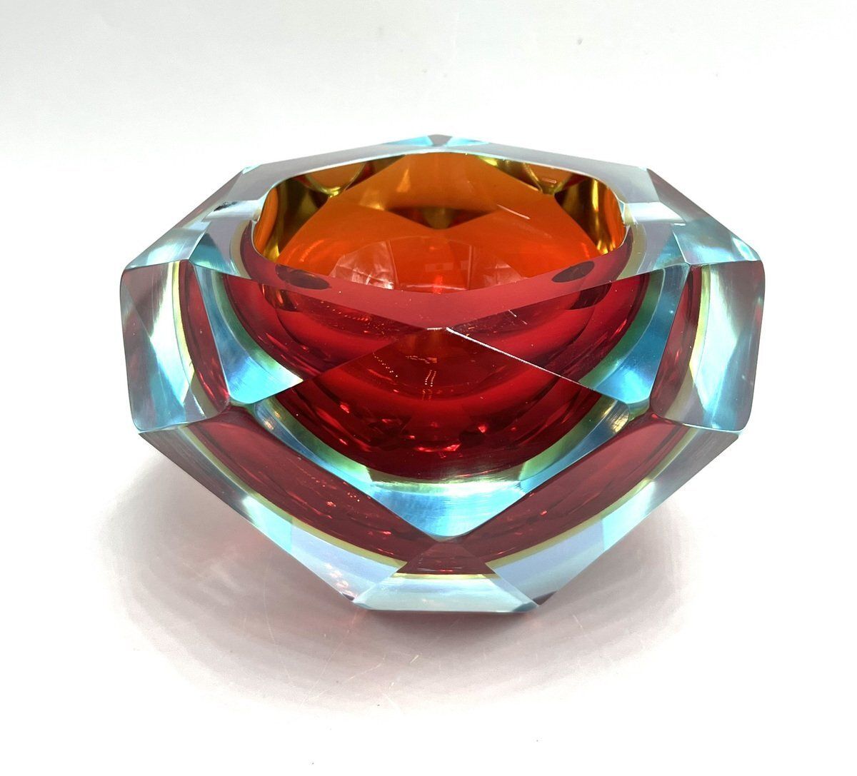 Murano Glass Sommerso Diamond Shaped Ashtray, 1960s photo furniture