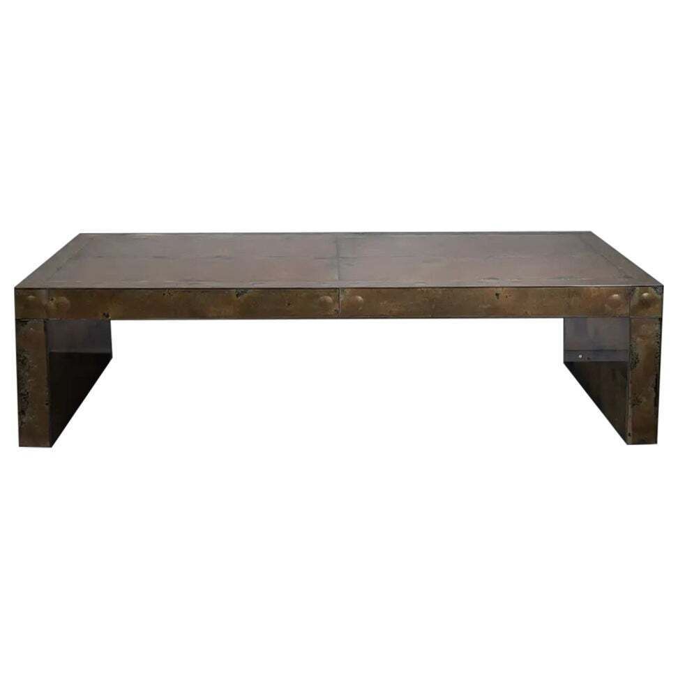 Gold Oxidized Mirror Coffee Table Seventies Style