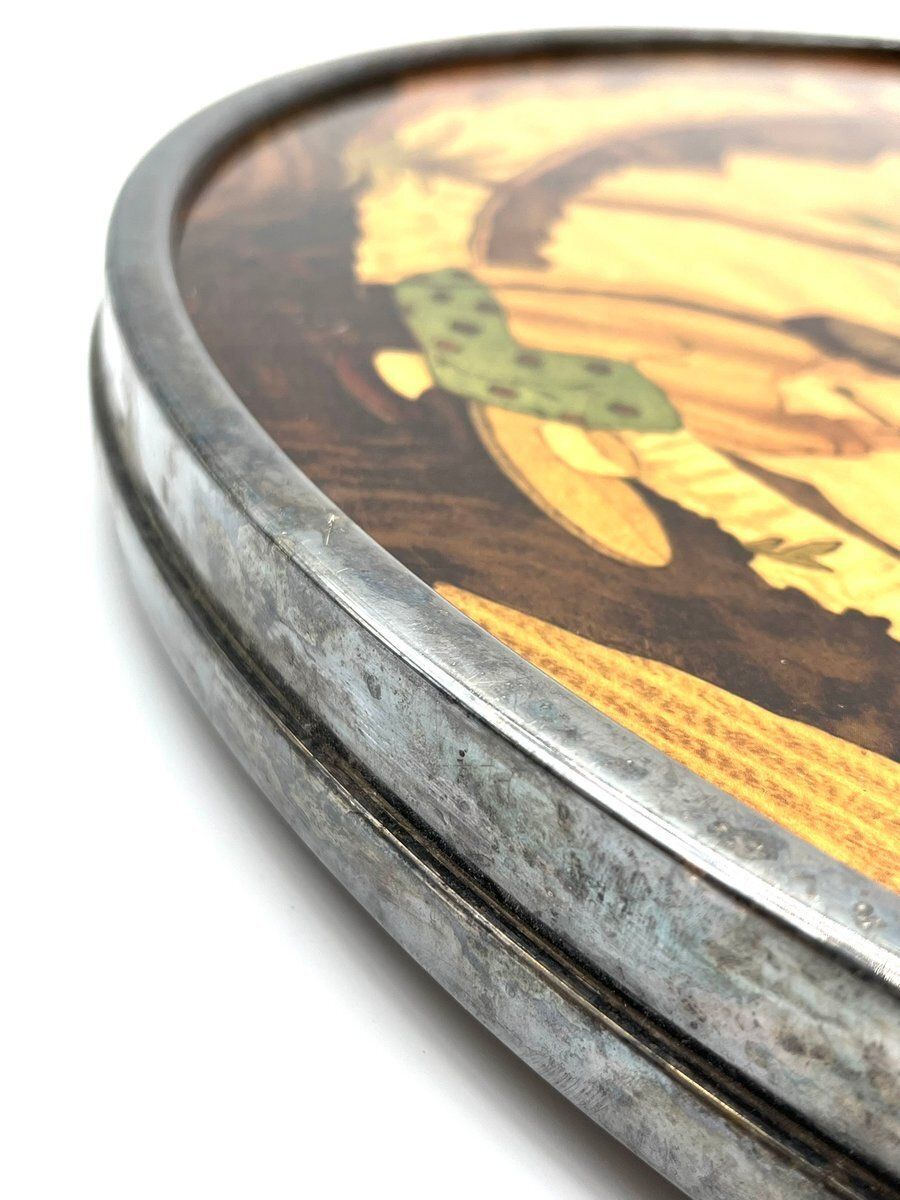 Asian Round Inlaid Turntable With Rural Scenes, 1960s photo buy
