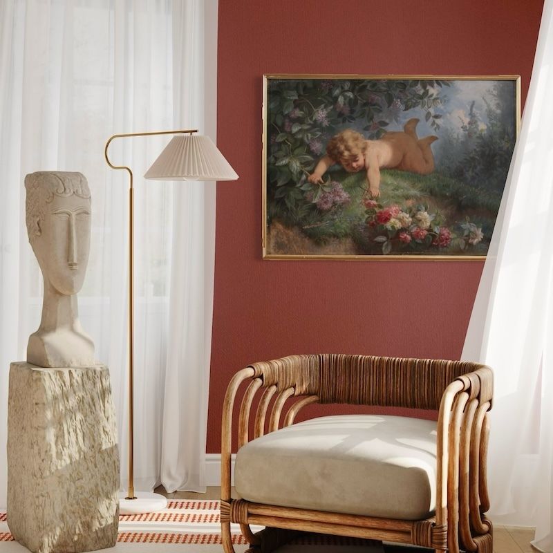 photo vintage Italian Painting Spring From 19th Century