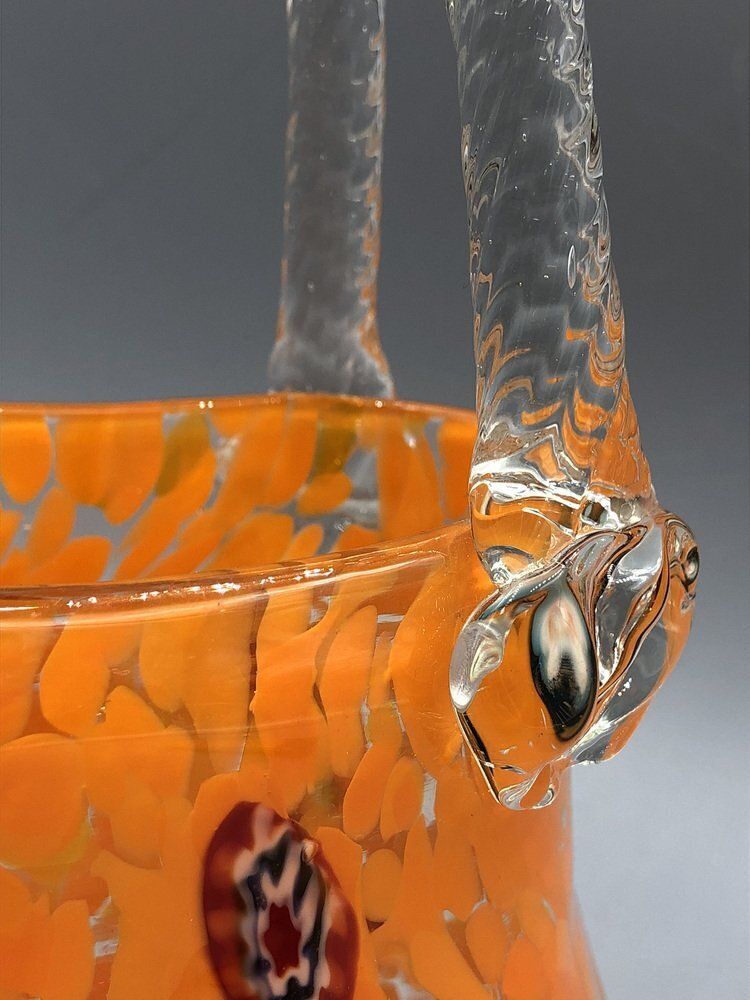 Orange Murano Glass Vase Handbag From Millefiori, 1960s photo vintage