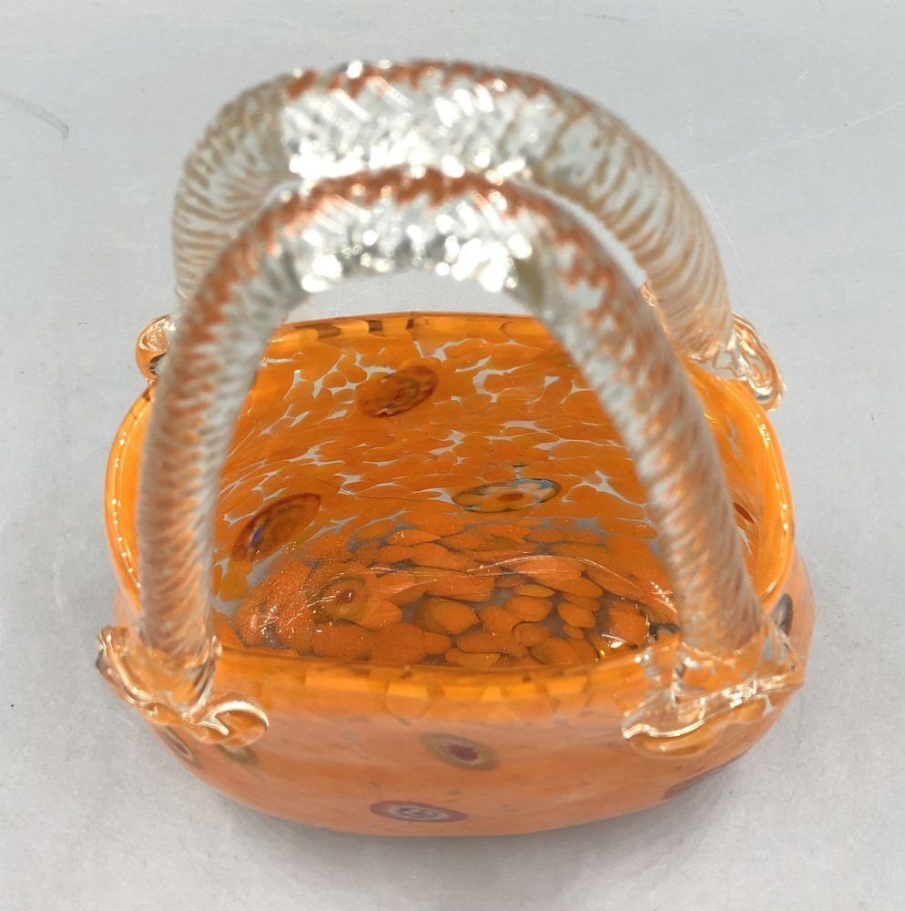 Home Decor Orange Murano Glass Vase Handbag From Millefiori, 1960s photo