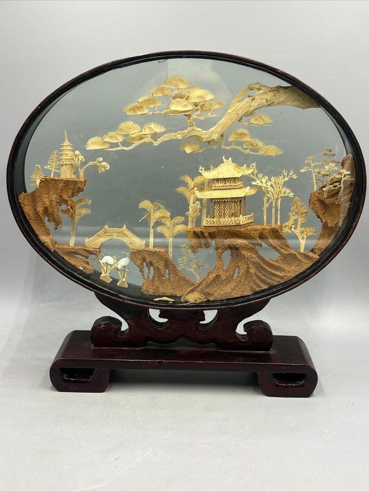 Asian Diorama Cork Behind Glass, 1890s photo furniture