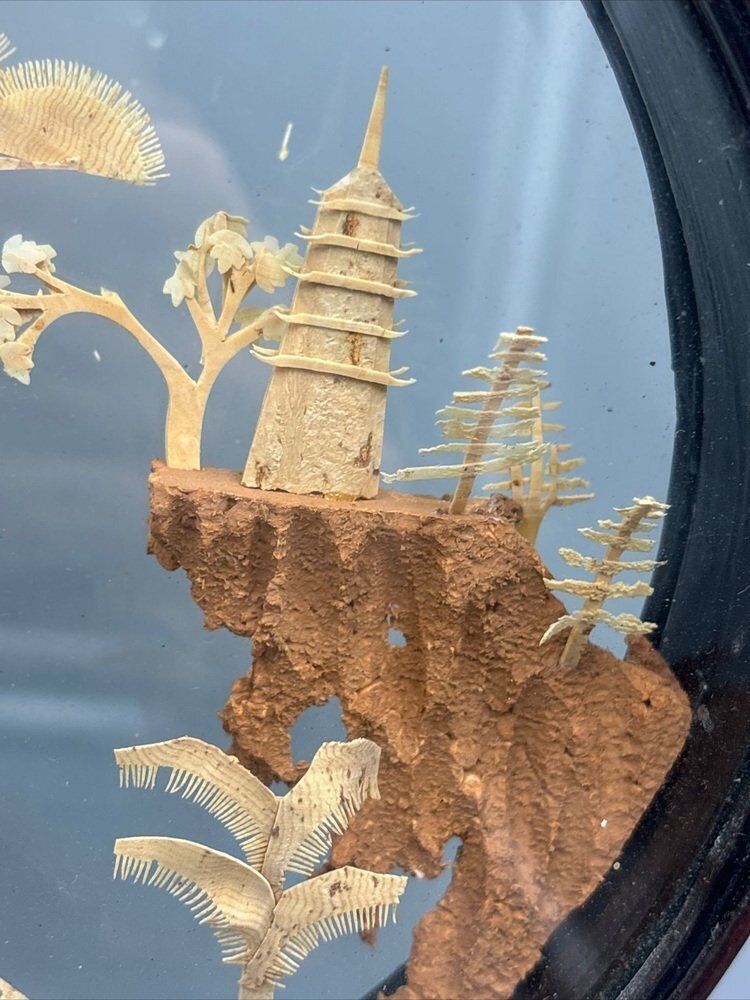Asian Diorama Cork Behind Glass, 1890s photo 655.0