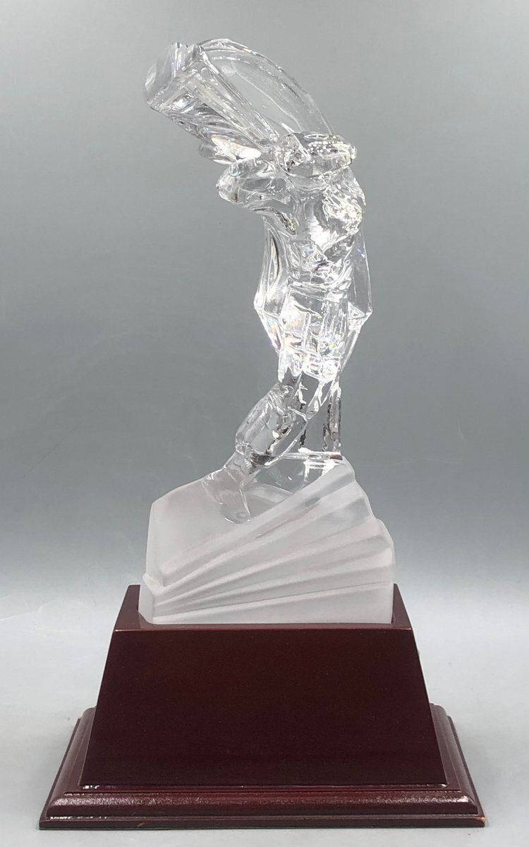Crystal Glass Golfer On Wooden Base From Sevres France, Set Of 2 photo 301.0