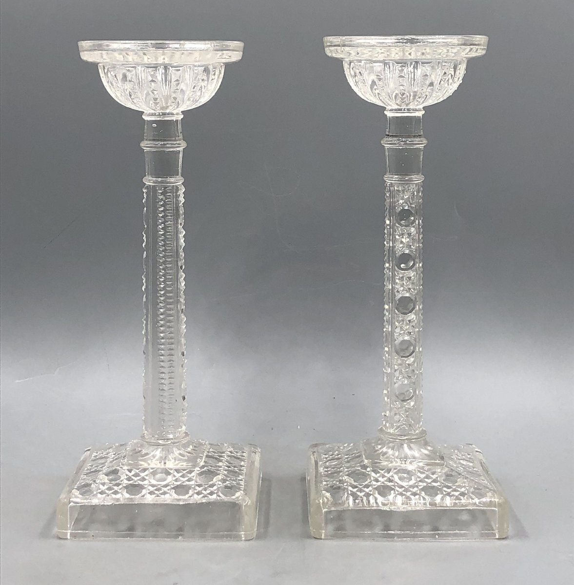 Candlesticks In Pressed Glass From Streit, Germany, 1930s, Set Of 2
