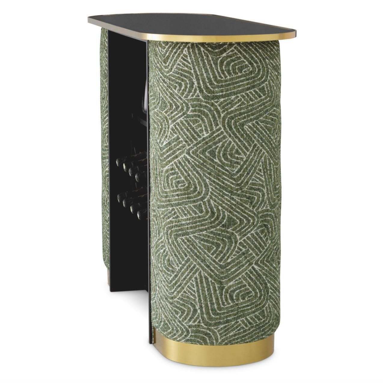 Oval Bar In Brushed Brass Black Glass And Camari Green Fabric photo 4357.0