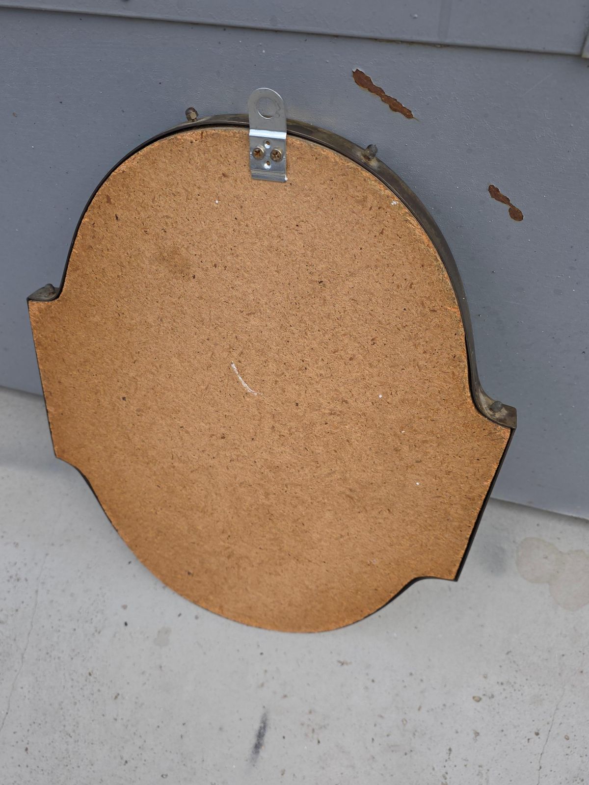 Small Italian Mid Century Shaped Brass Mirror photo 687.0