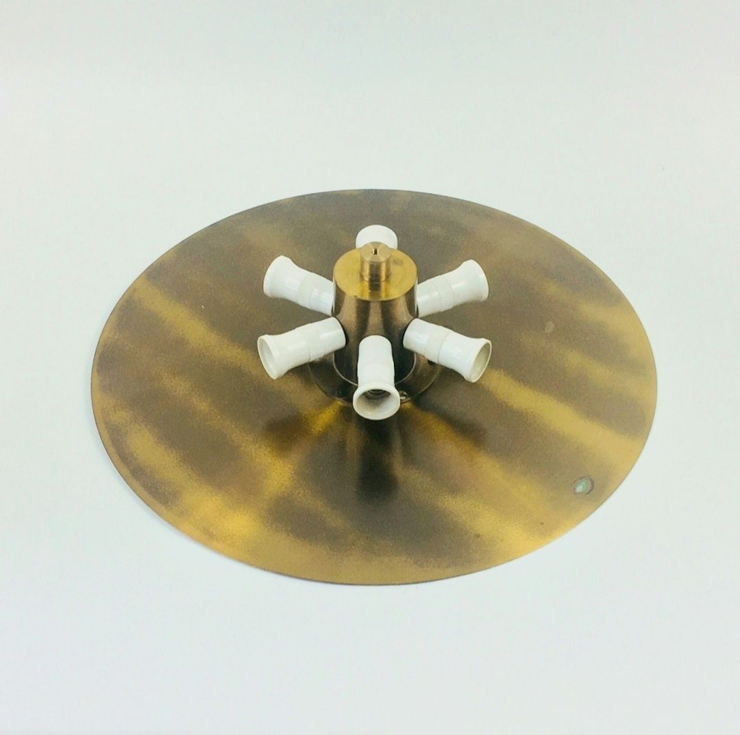 photo for sale Mid Century Scandinavian Glass & Brass Ceiling Light By Carl Fagerlund For Orrefors, Sweden, 1960s