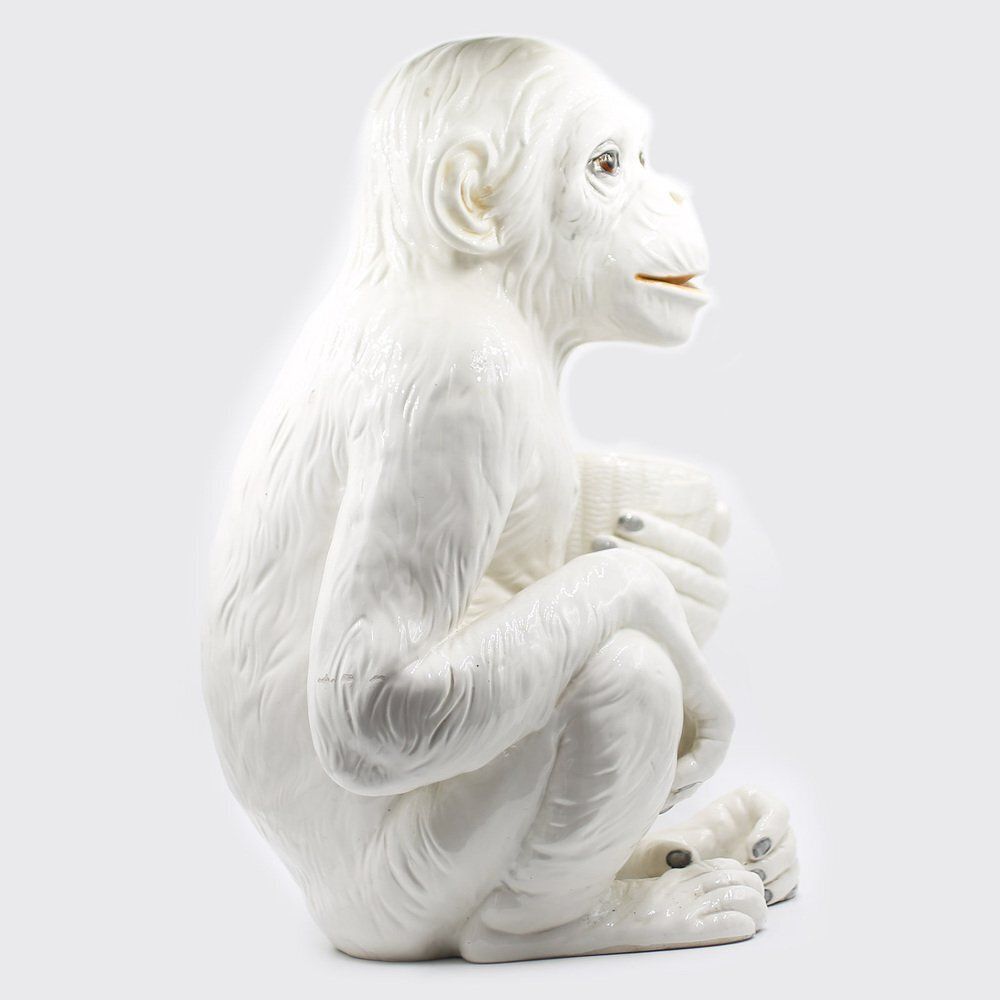 Large Hollywood Regency Monkey Sculpture / Cachepot In Majolica, Italy, 1960s photo 822.0