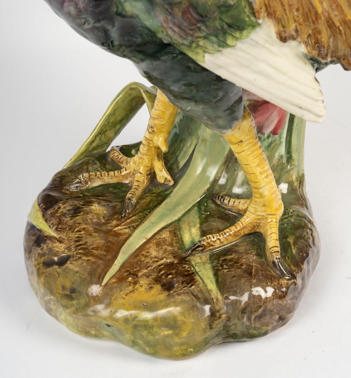Ceramic Rooster Sculpture By Delphin Massier, 20th Century. photo 3494.0