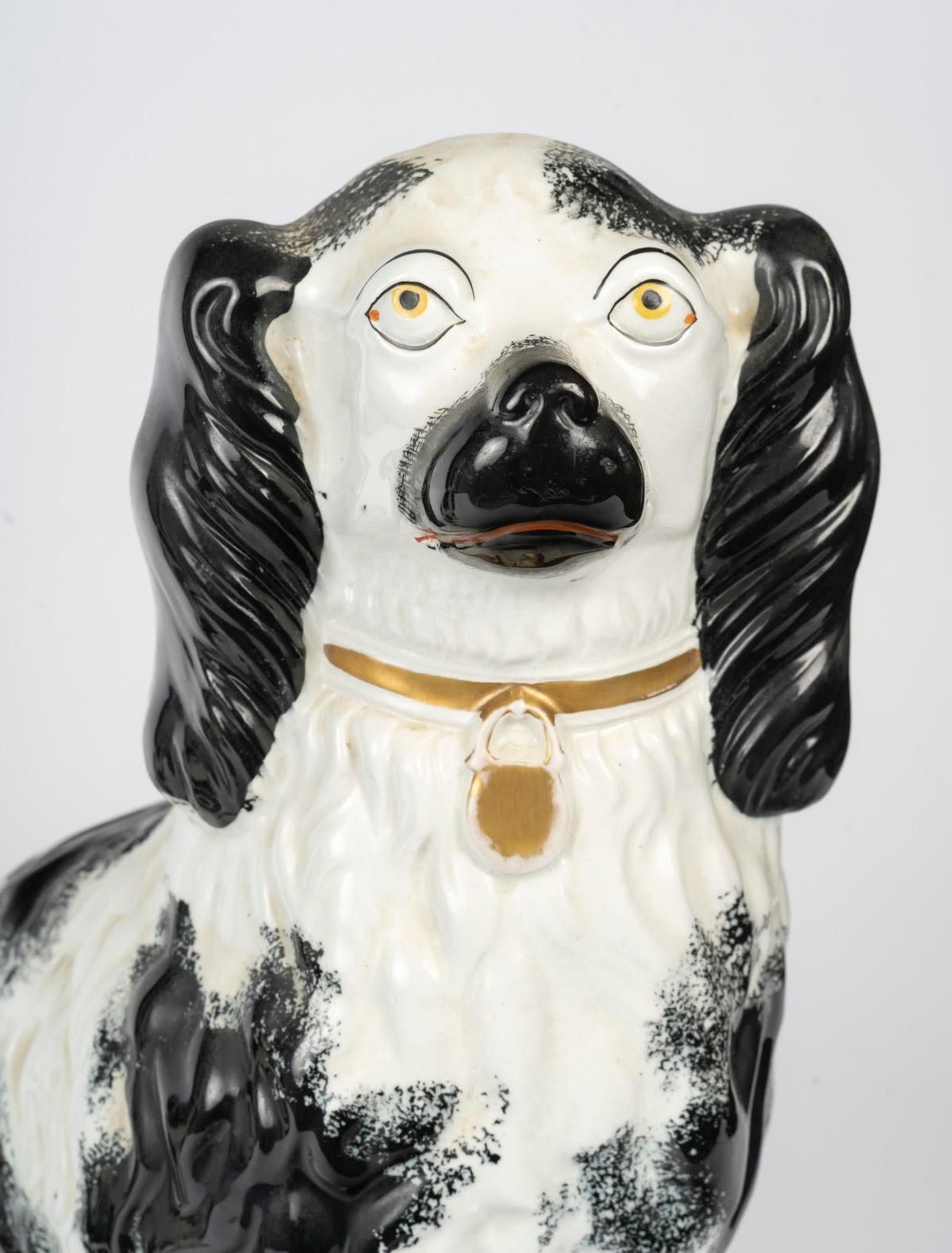 Pair Of Porcelain Sculpture Depicting King Charles Spaniels, 20th Century. photo furniture