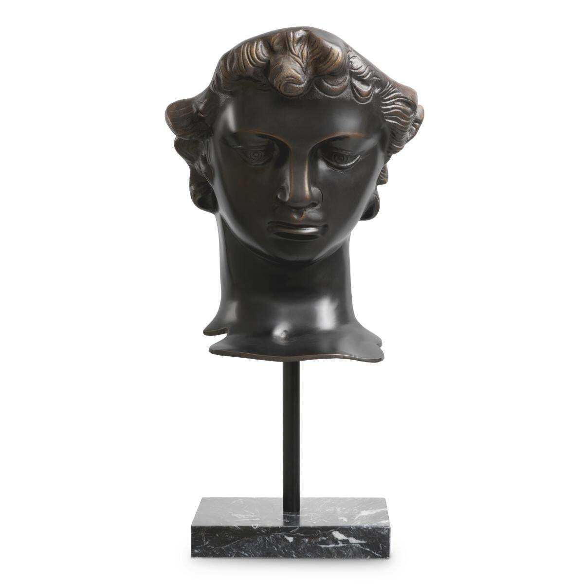 Head David Sculpture In Antique Bronze Finish On Black Marble Base photo furniture