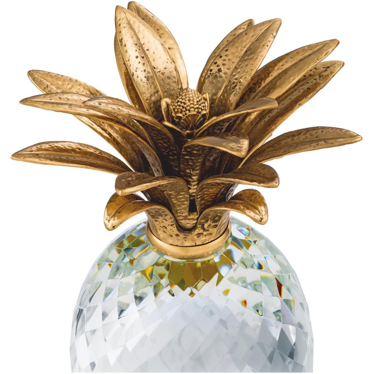Decorative Crystal Glass Pineapple With Brass Finish photo Home Decor