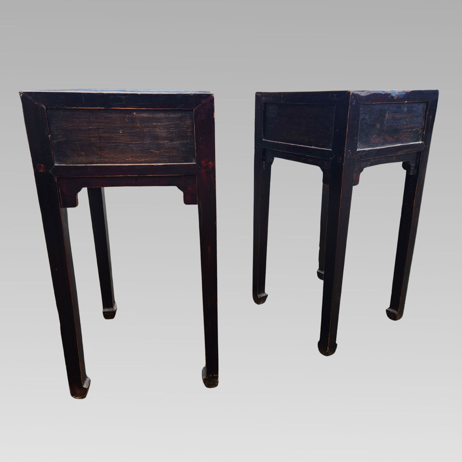 Fabulous Chinese Oriental Black Lacquer Bedside Side Tables W/ Drawers photo buy