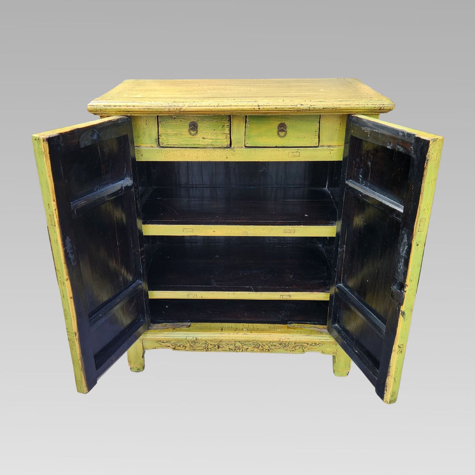 Fabulous Chinese Oriental Yellow Lacquer Chinoiserie Cupboard photo for sale
