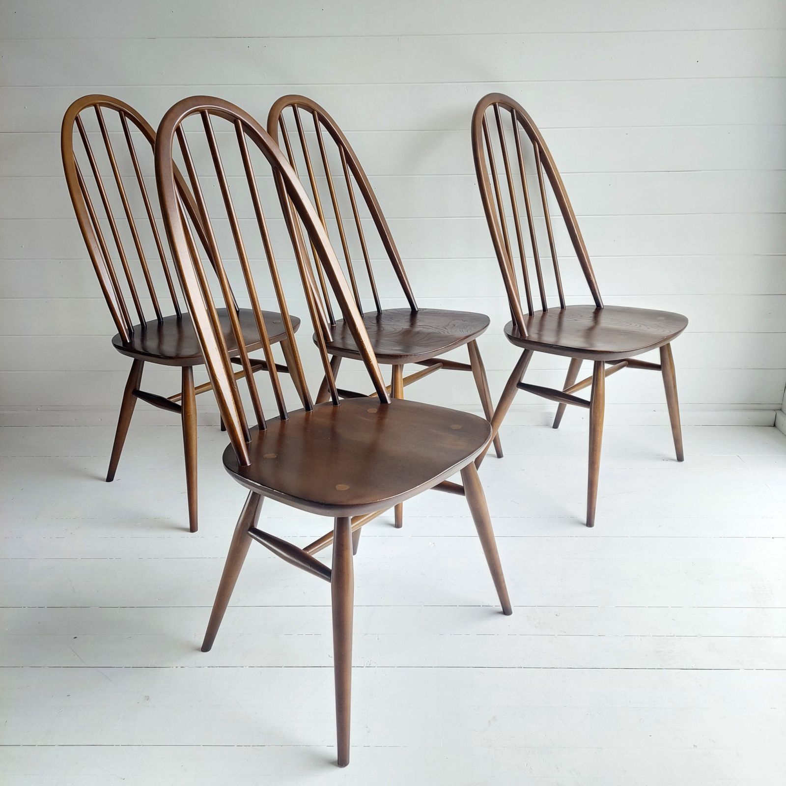 4 Mid Century Ercol Dining Chairs Windsor Quaker 365 Golden Dawn Vintage 60s photo Furniture