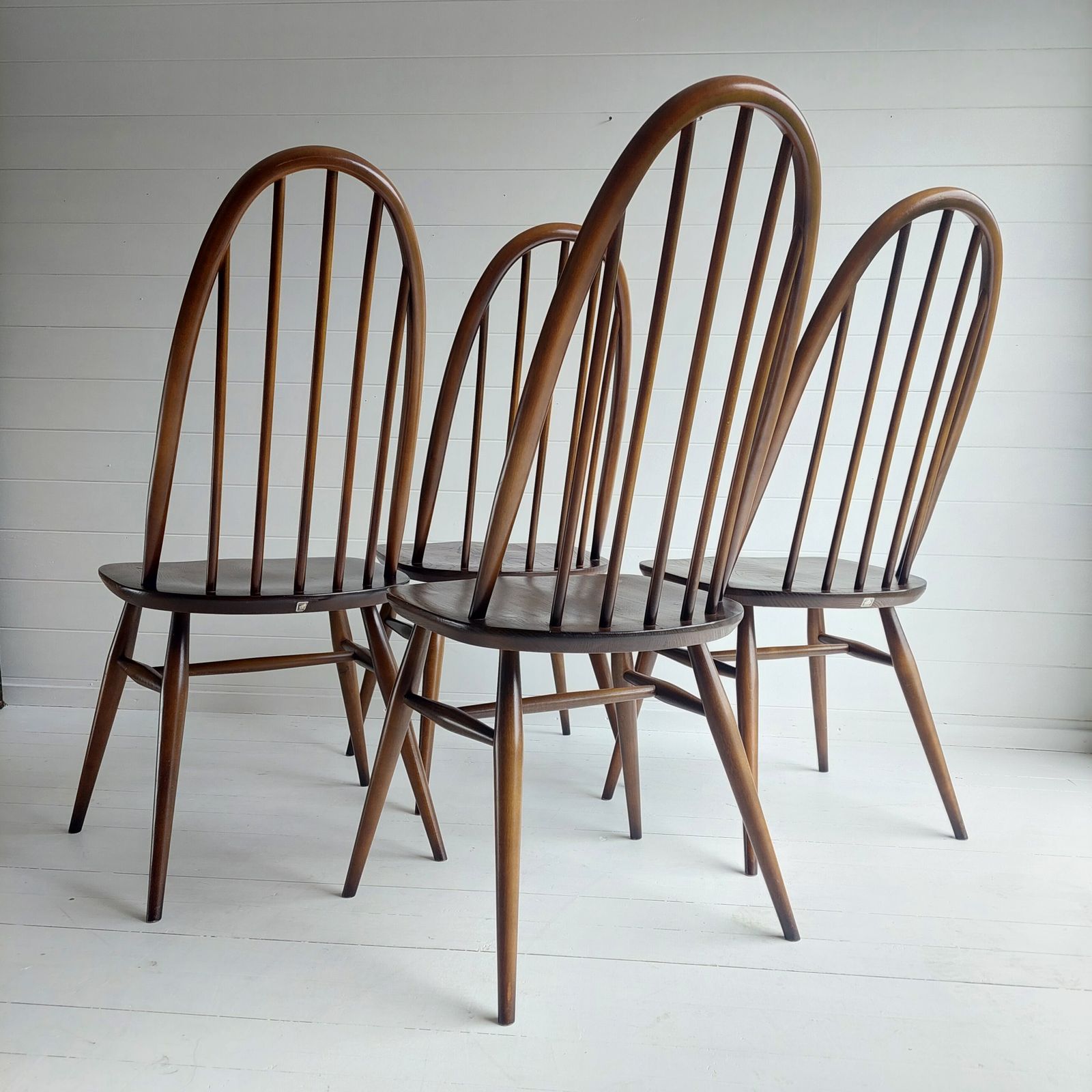 4 Mid Century Ercol Dining Chairs Windsor Quaker 365 Golden Dawn Vintage 60s photo for sale