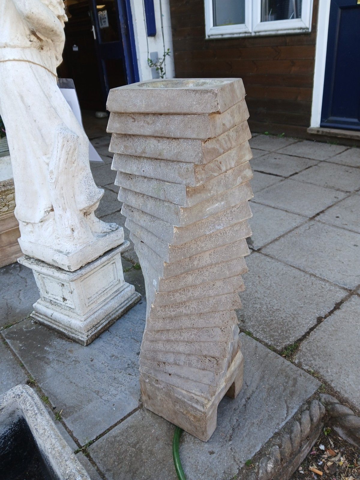 Contemporary Concrete Garden Water Fountain Column photo Garden Decor