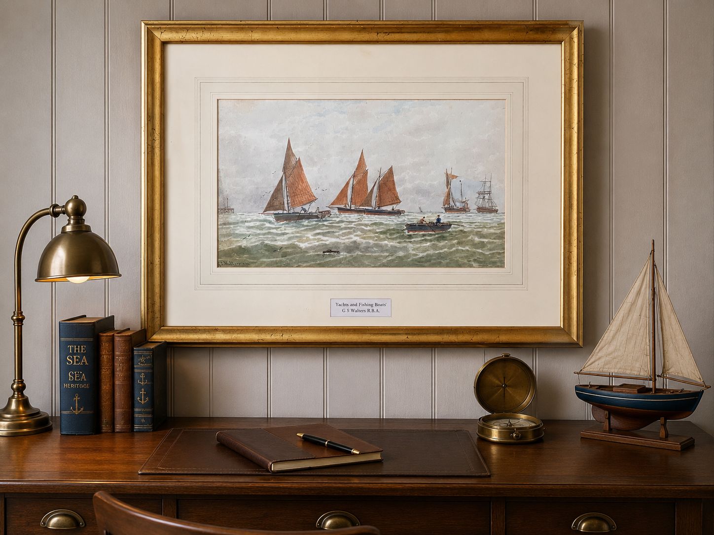 Seascape Sailing Watercolour Painting By George Stanfield Walters (1838 1924) photo furniture