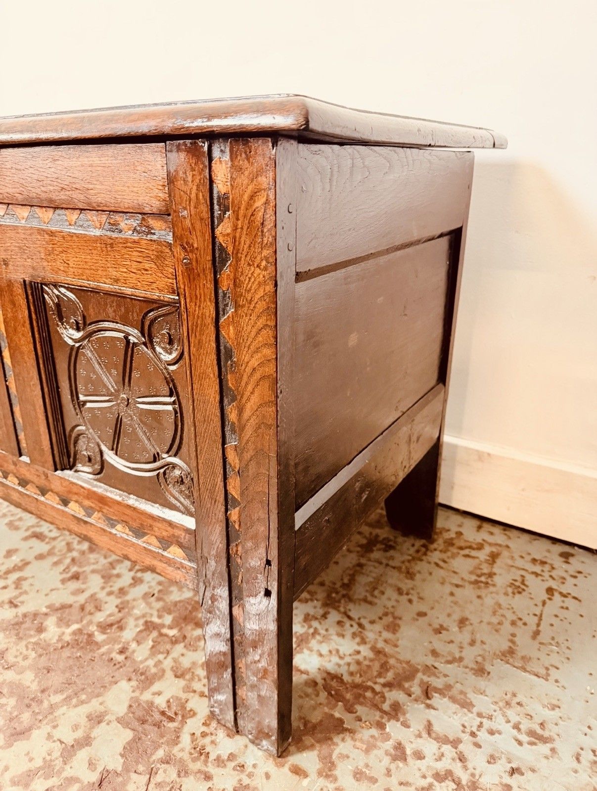 photo for sale A Rare & Beautiful 300 Year Old Georgian Antique Oak Coffer C1730
