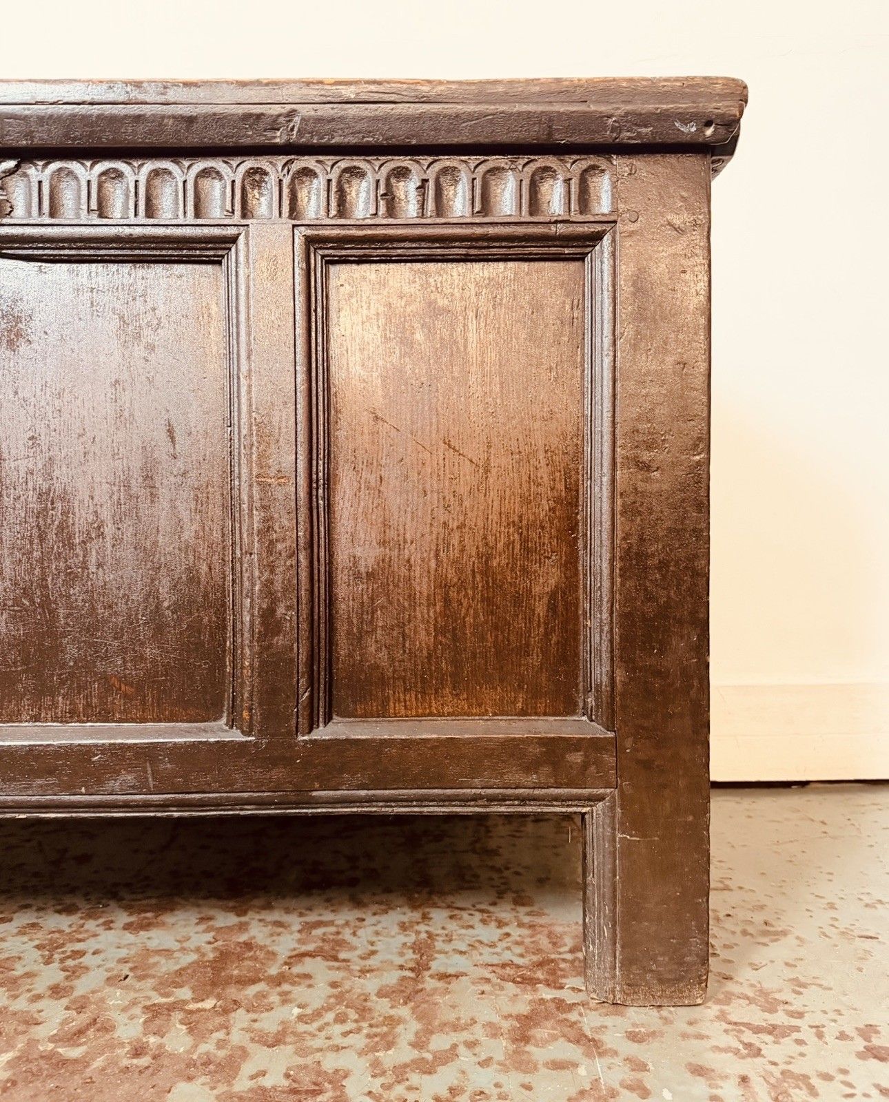 A Rare & Beautiful 320 Year Old James II Antique Oak Panelled Coffer C1690 photo Furniture