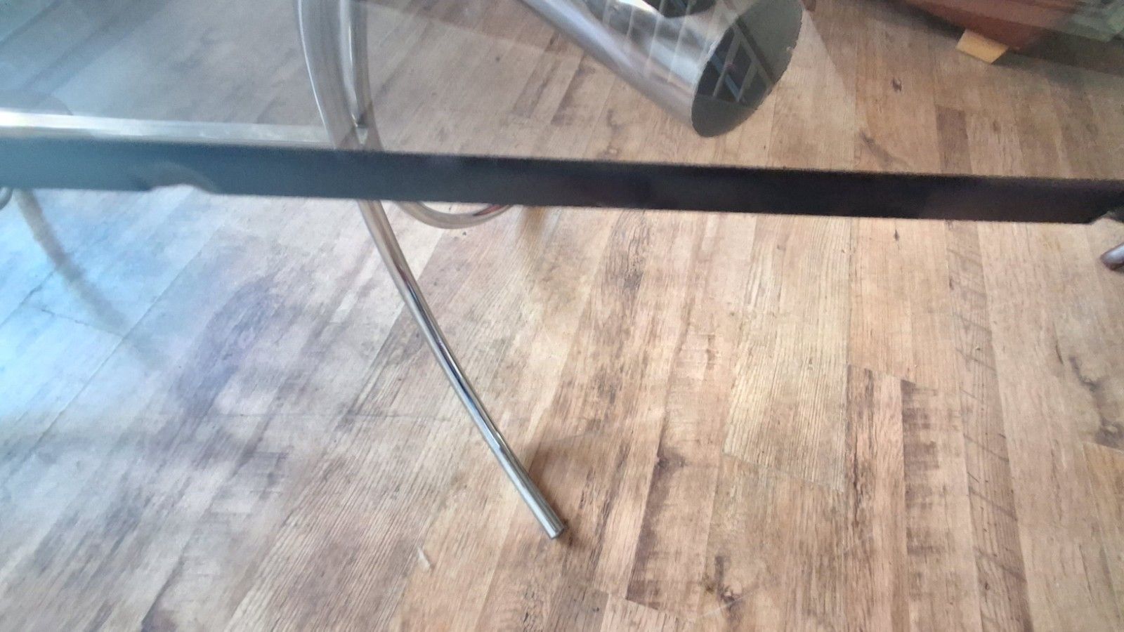 Original 1970's Italian Chrome & Smoked Glass Mid Century Dining / Kitchen Table photo vintage