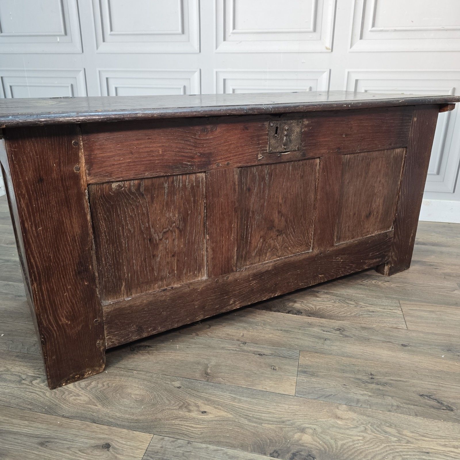 Antique Oak Coffer Trunk Panelled Blanket Box Chest 18th Century Solid Wood photo vinterior