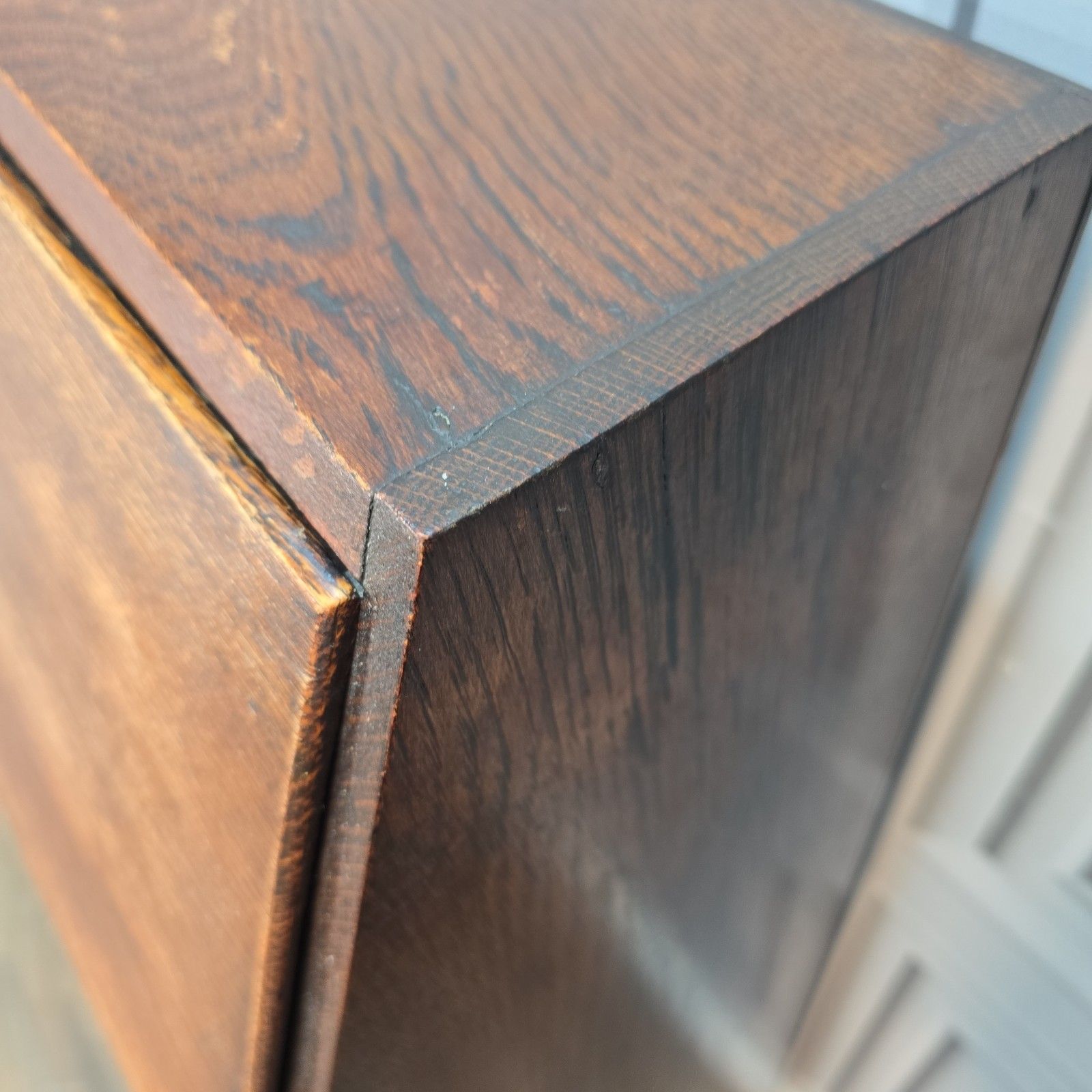 photo buy Antique Oak Bureau Bookcase Narrow Fall Front Students Writing Desk Solid Wood