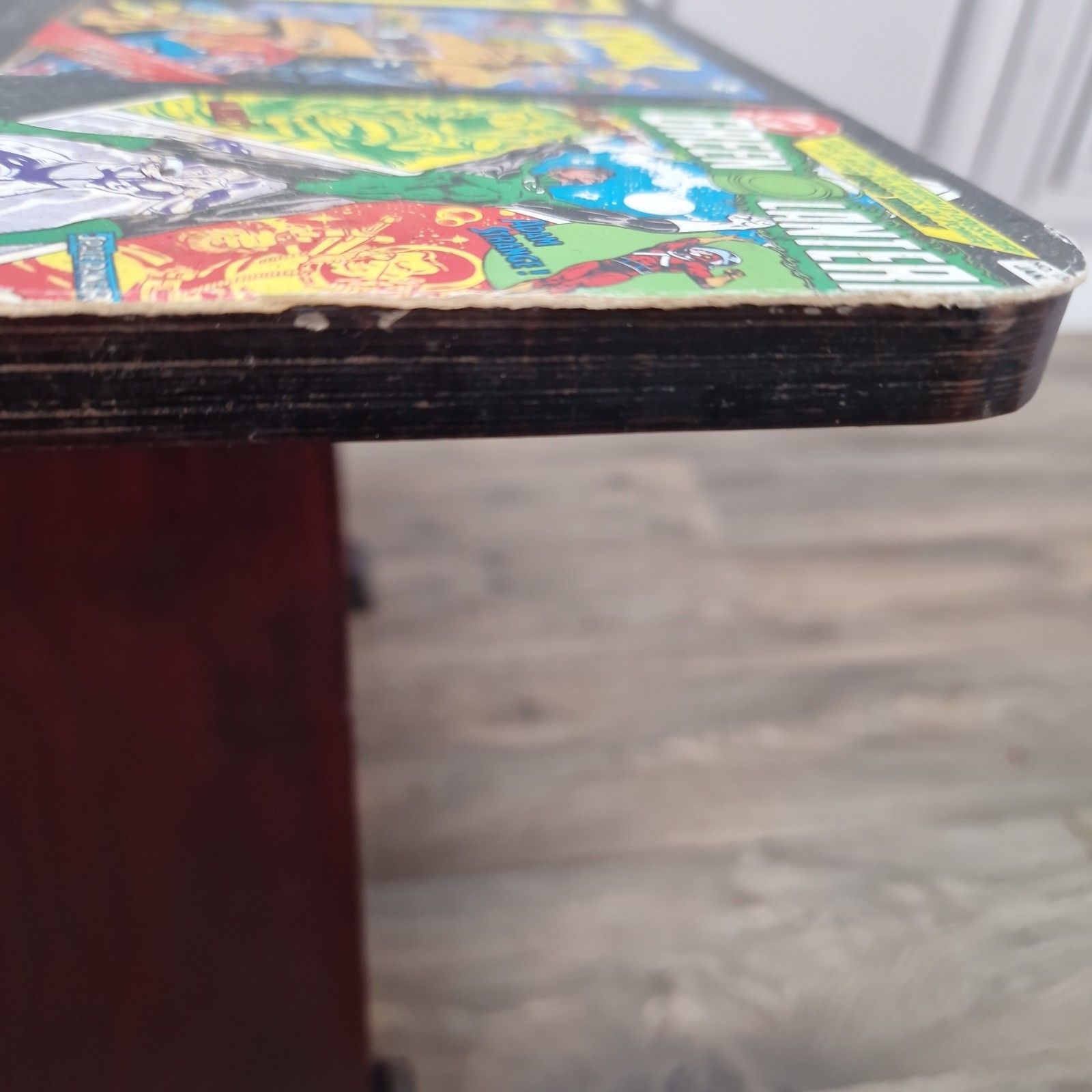 photo vintage Vintage Comic Book Coffee Table Superhero Decoupage Upcycle Retro One Off