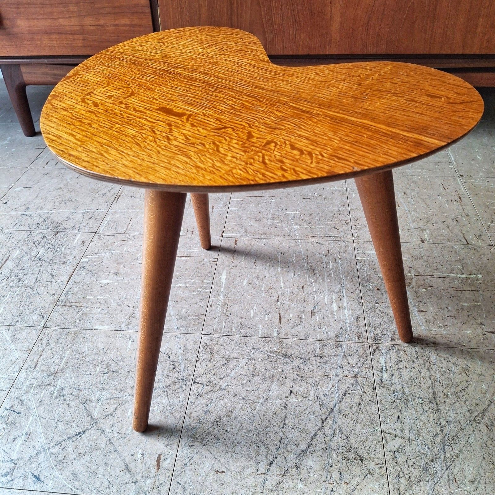 Fab Vintage Mid Century Modern Kidney Atomic Shaped Oak Side Coffee Table