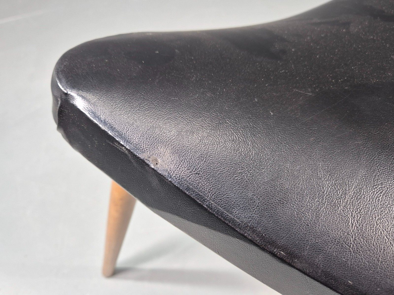 Furniture Vintage Danish Mid Century Footstool Triangular Black Vinyl 1960s Retro Eb12152 photo