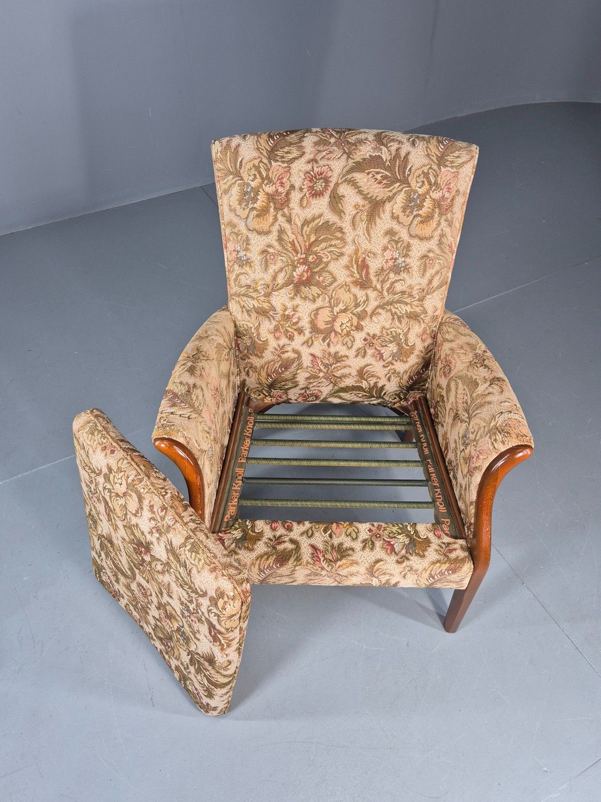 Vintage Parker Knoll Retro 1960s Armchair Floral Upholstery Beech Frame Eb12167 photo Furniture