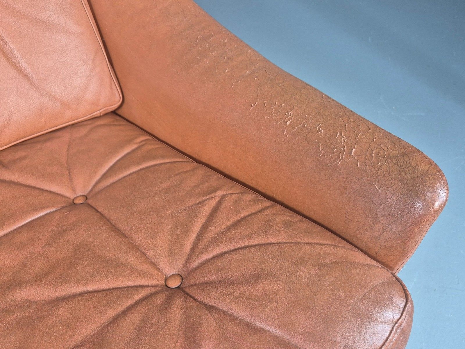 Vintage 3 Seater Sofa Tan Leather Danish 1960s Edmund Jorgensen Design Eb12226 photo vintage
