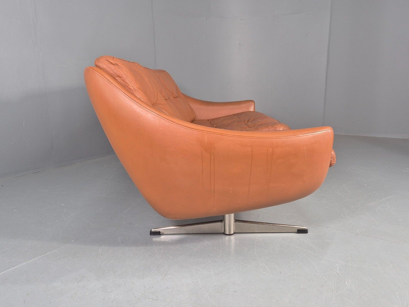Furniture Vintage 3 Seater Sofa Tan Leather Danish 1960s Edmund Jorgensen Design Eb12226 photo