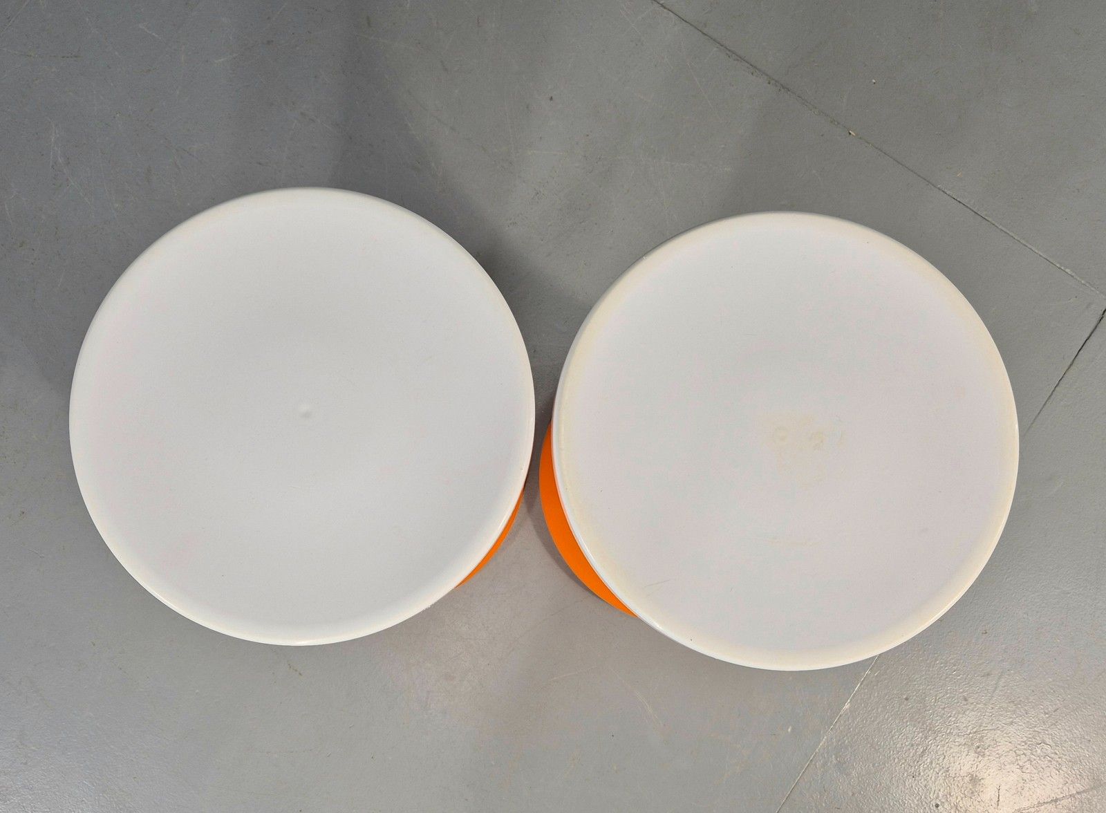 2 Vintage Orange And White Tam Tam Stools Retro 1960s Pop Art Eb12253 photo 80.0